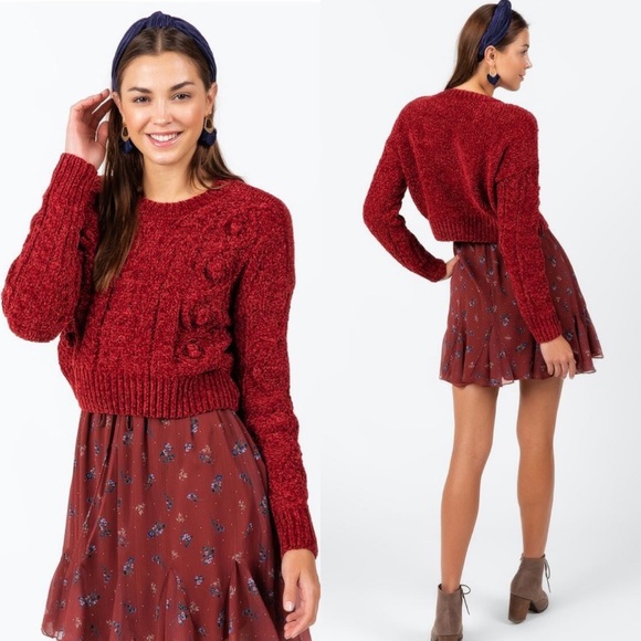 Francesca's Collections Sweaters - Francesca’s Sid Chunky Cable Sweater in Orange